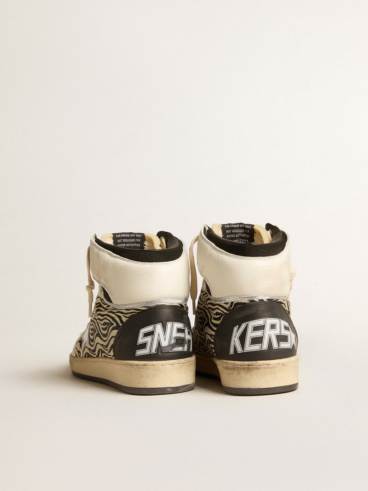 Golden Goose - Men’s Sky-Star LAB in zebra nappa with textured silver leather star in 