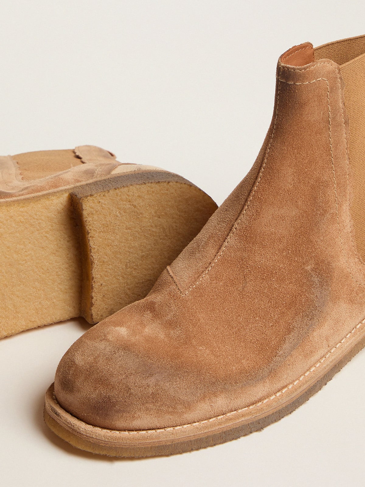 Golden Goose - John Chelsea boots in caramel-colored suede in 