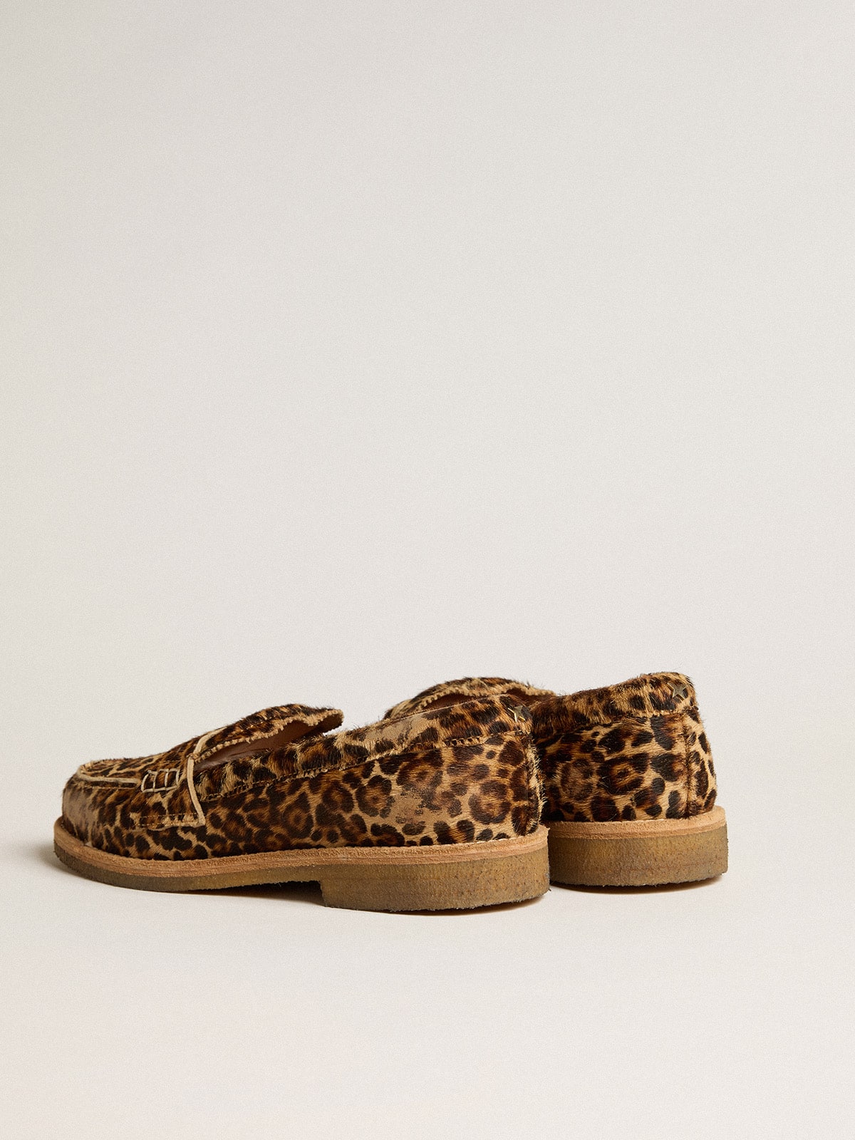 Golden Goose - Mocassim Jerry Masculino de couro cavalinho com estampa de leopardo in 