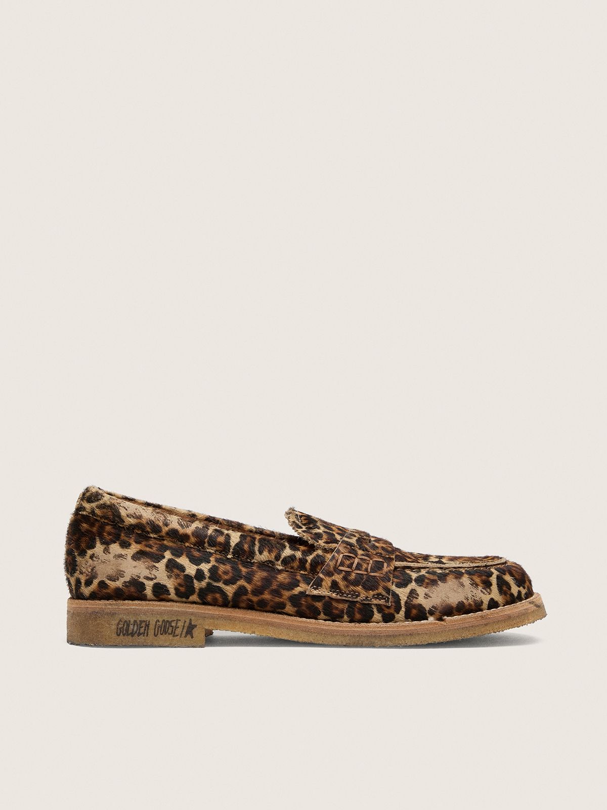 Mocassins Jerry pour homme en cuir façon poulain à imprimé léopard — Golden Goose