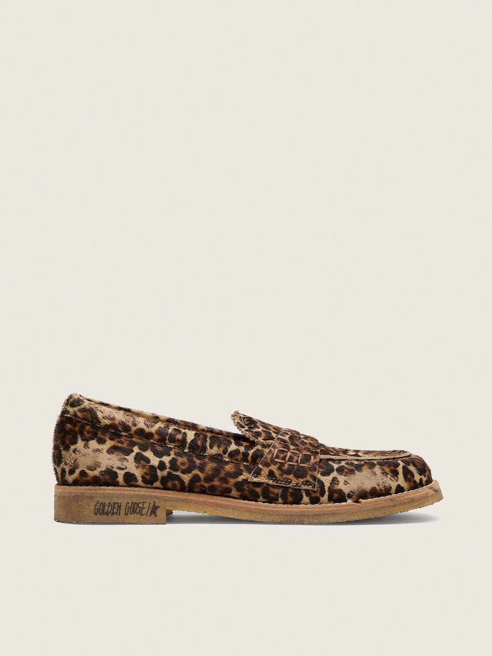Mocassins Jerry pour homme en cuir façon poulain à imprimé léopard — Golden Goose