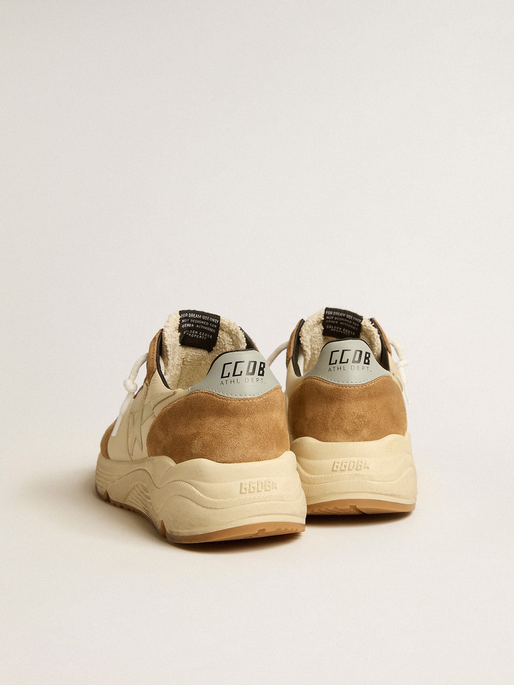 Golden Goose - Men's Running Sole in ivory nylon and tobacco suede in 