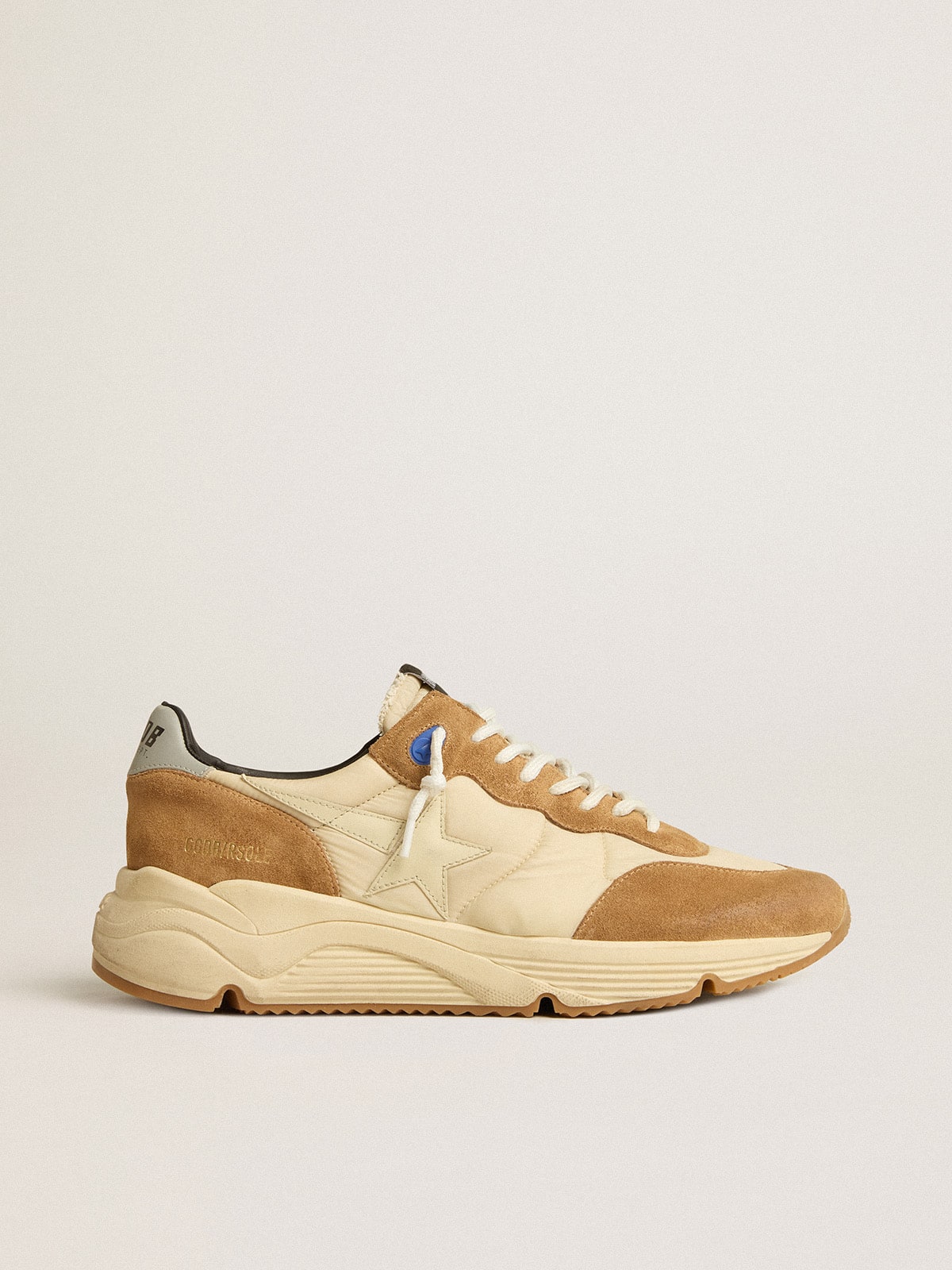 Golden Goose - Men's Running Sole in ivory nylon and tobacco suede in 