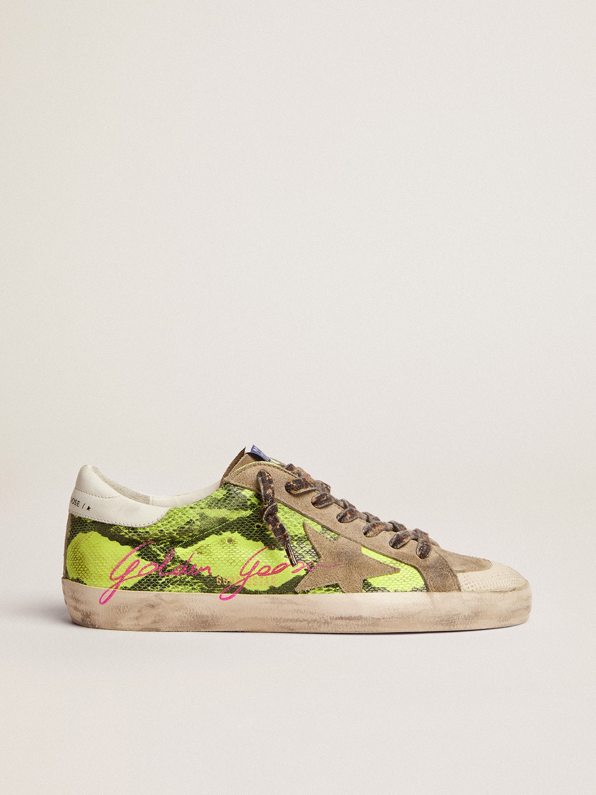 Golden Goose - Men's Super-Star LTD in fluorescent yellow suede and dove gray inserts in 