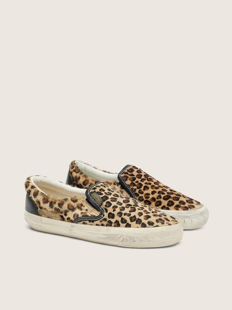 Golden Goose - VCE Penstar de hombre de piel efecto potro con estampado leopardo y refuerzo del tal&oacute;n de piel negra in 
