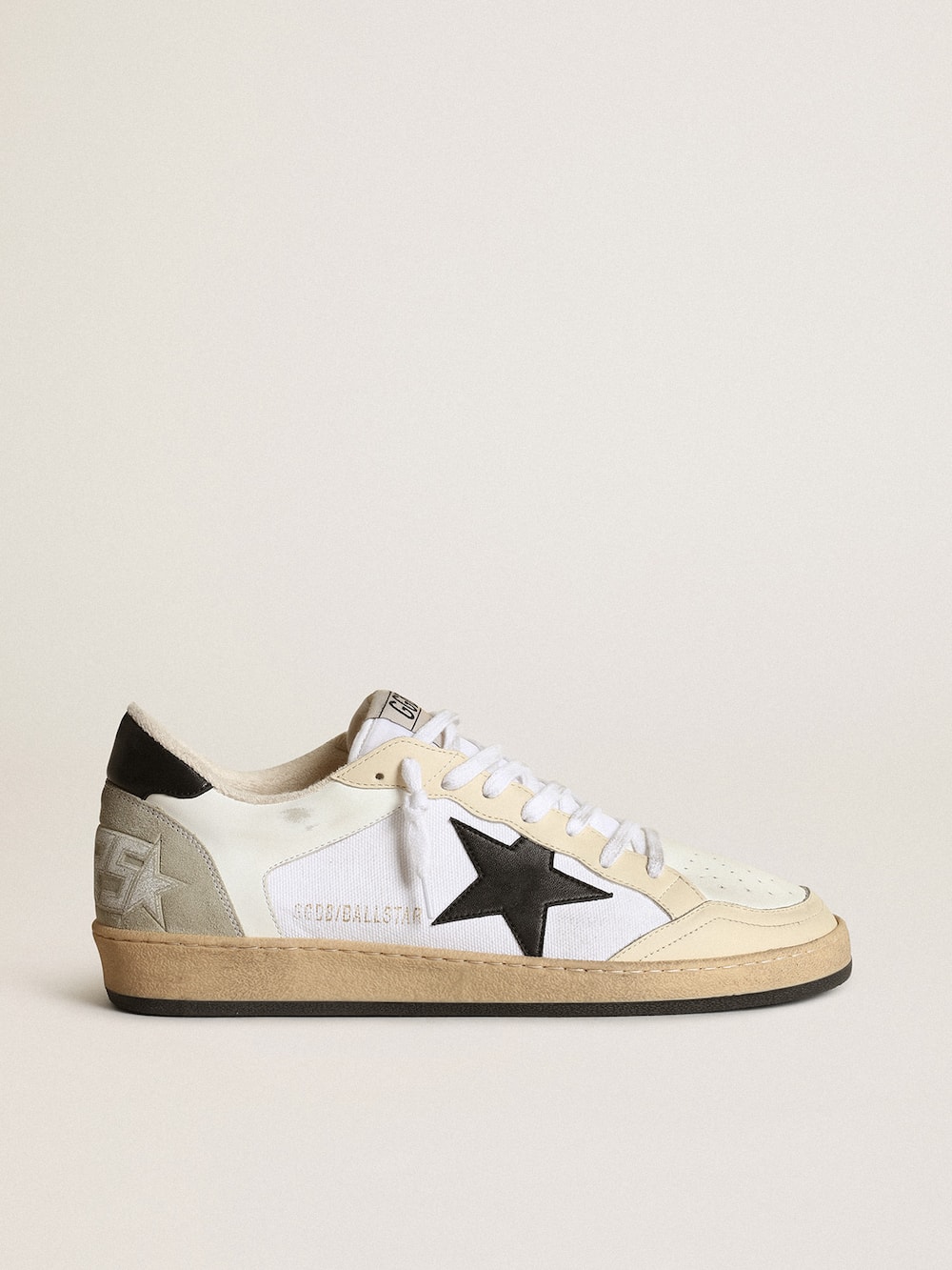 Golden Goose - Men's Ball Star in canvas and white leather with ivory inserts in 