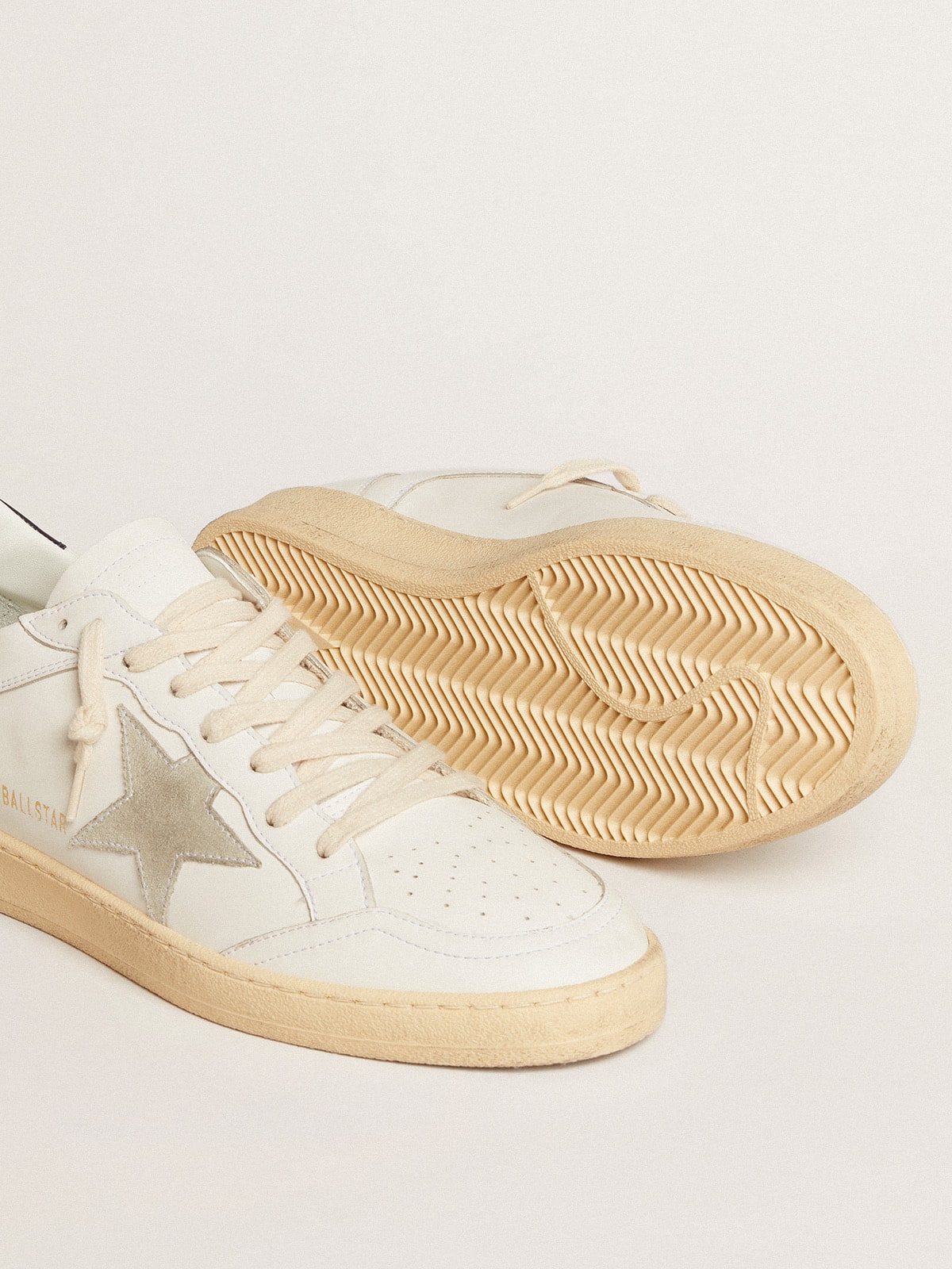 Golden Goose - Ball Star with ice-gray suede star and blue leather heel tab in 