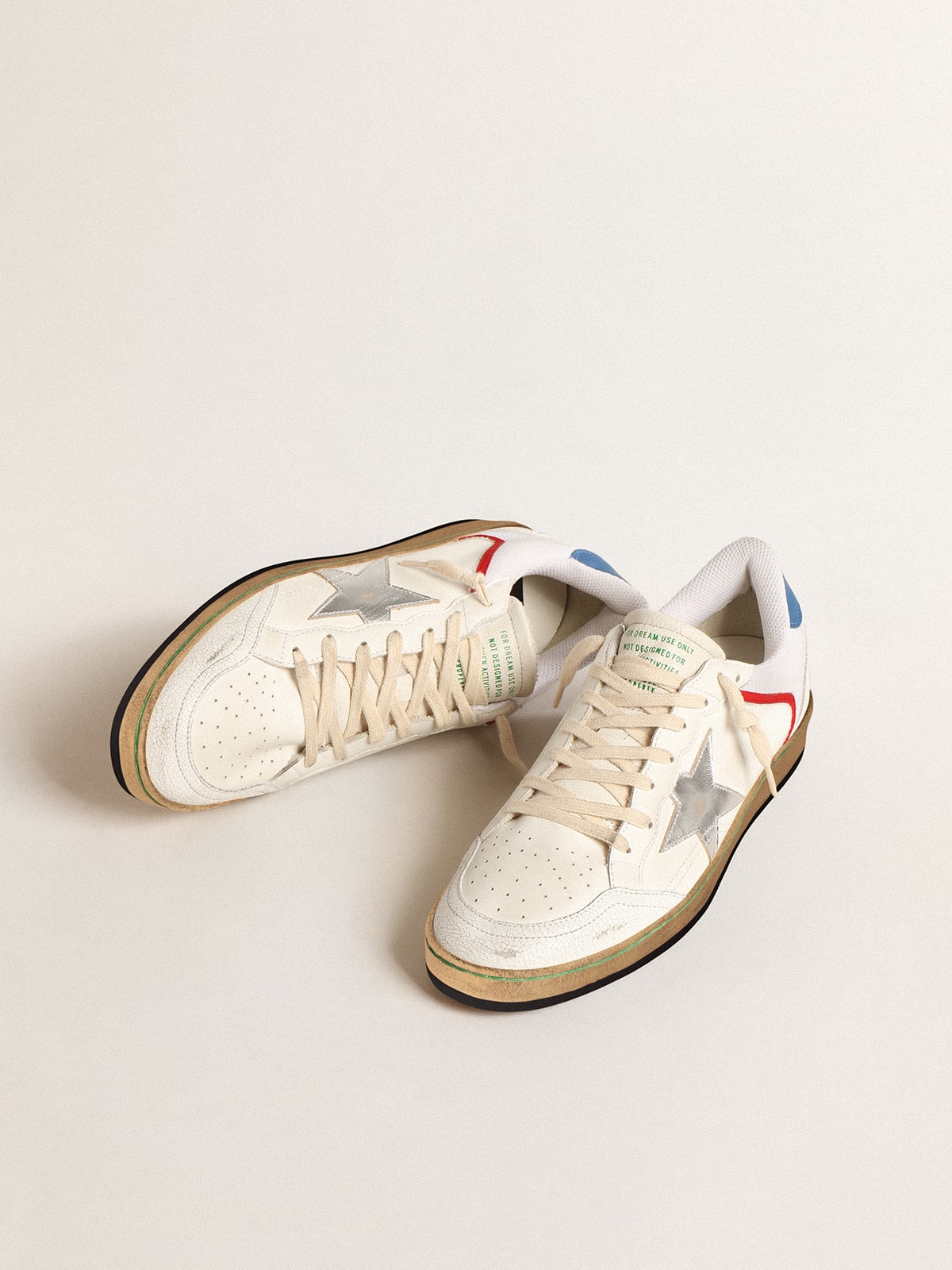 Golden Goose - Ball Star aus Nappa und Mesh mit silberfarbenem Metallic-Leder-Stern in 