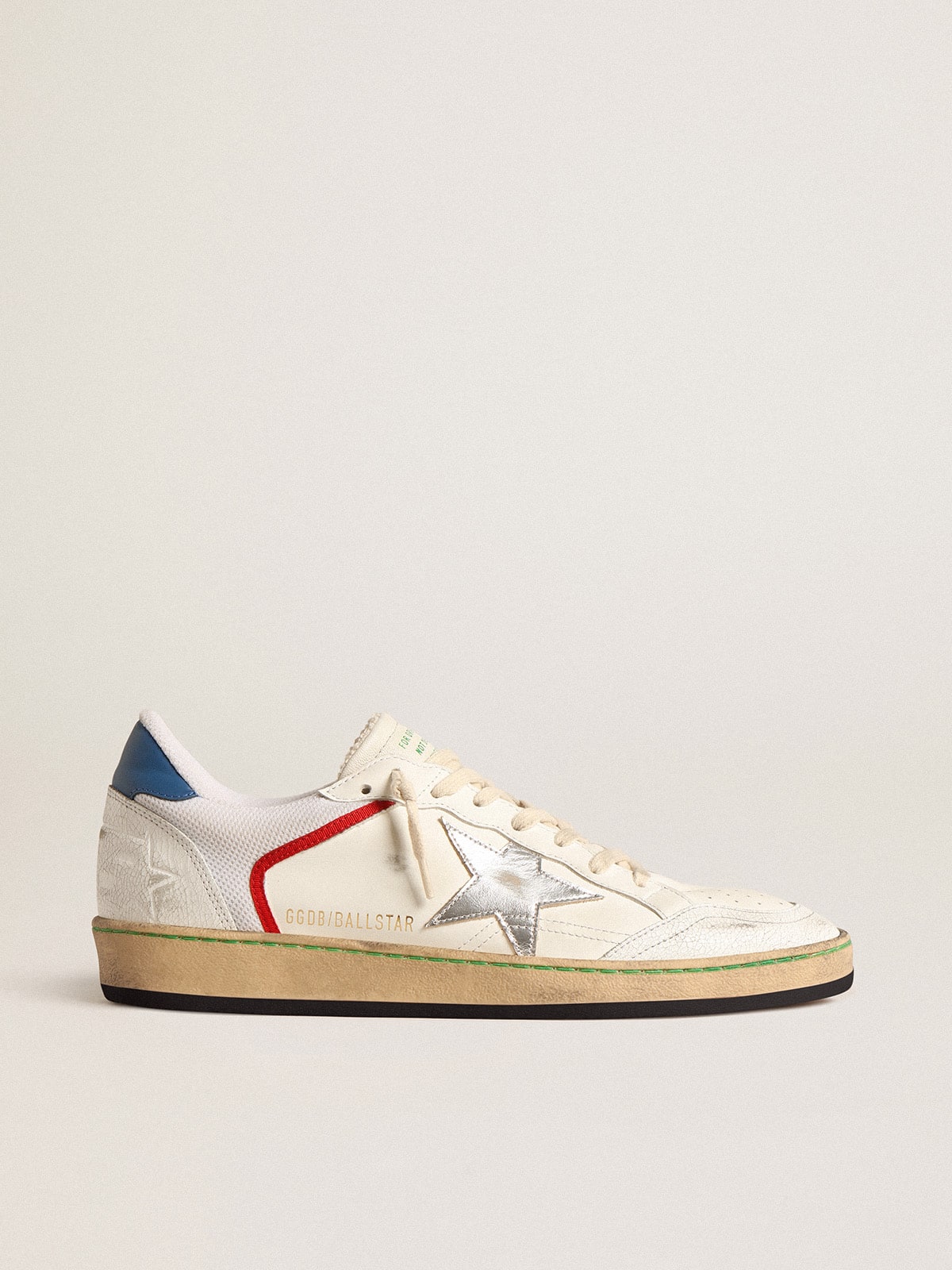 Golden Goose - Ball Star aus Nappa und Mesh mit silberfarbenem Metallic-Leder-Stern in 