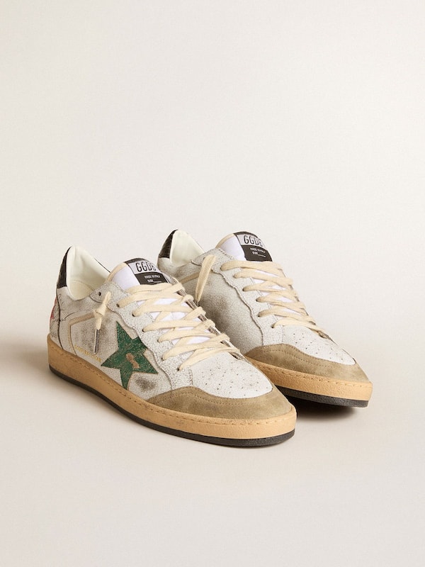 Golden Goose - Men's Ball Star with metallic leather star and gray leather heel tab in 