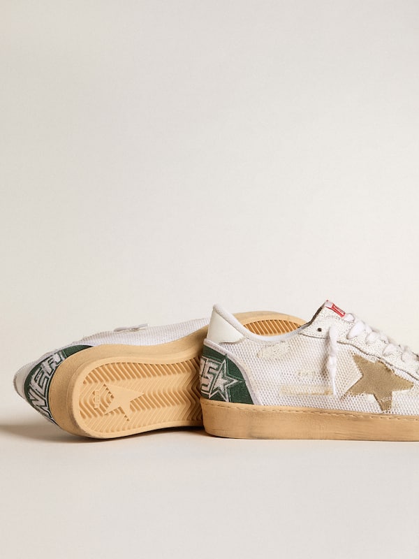 Golden Goose - Ball Star LTD in white crackle leather and mesh with suede star in 