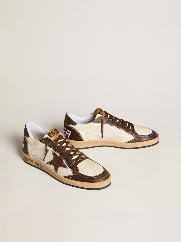 Golden Goose - Men's Ball Star in nappa and mesh with suede star and brown leather inserts in 