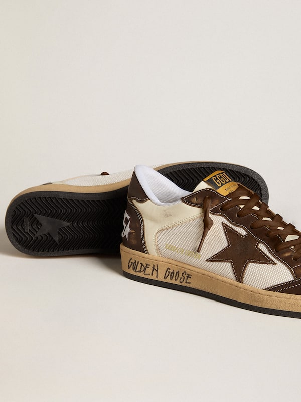 Golden Goose - Men's Ball Star in nappa and mesh with suede star and brown leather inserts in 