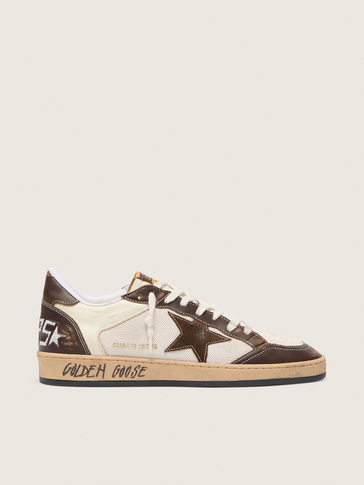 Golden Rasing Star Men's Ball Star in nappa and mesh with suede star and brown leather ...