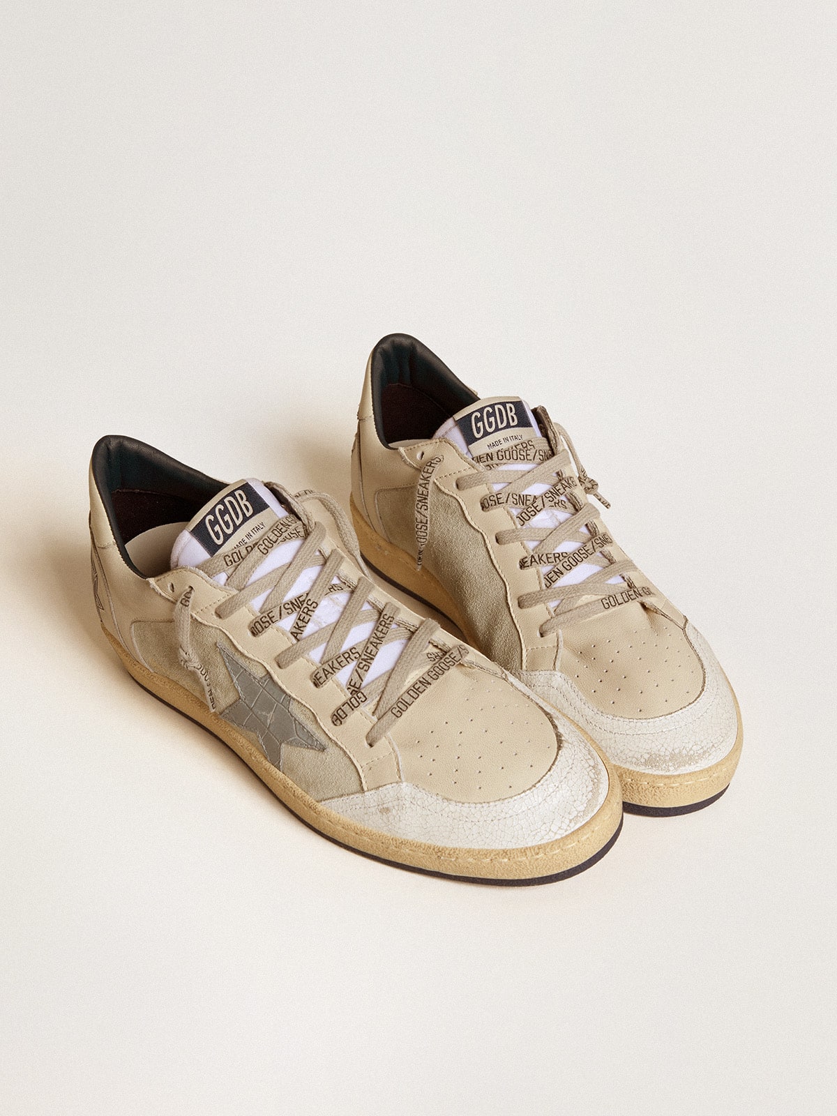 Ball Star LTD pour homme en cuir et en daim avec etoile en cuir a imprime crocodile Golden Goose