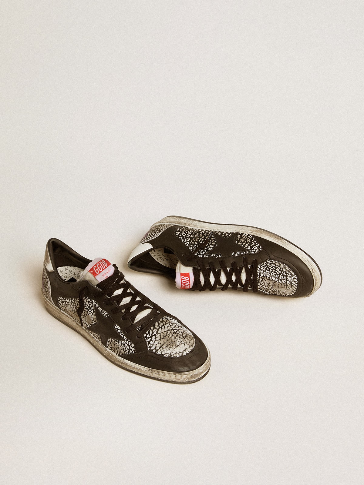 Golden Goose - Men's Ball Star in elephant-print leather with black leather star in 