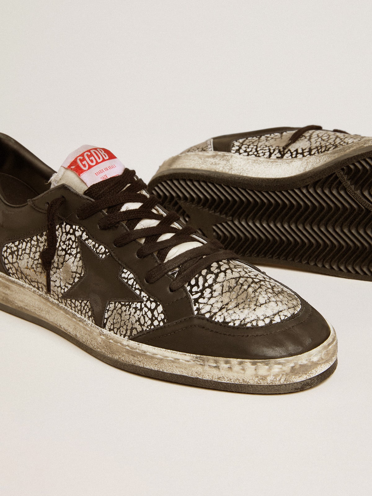 Golden Goose - Men's Ball Star in elephant-print leather with black leather star in 