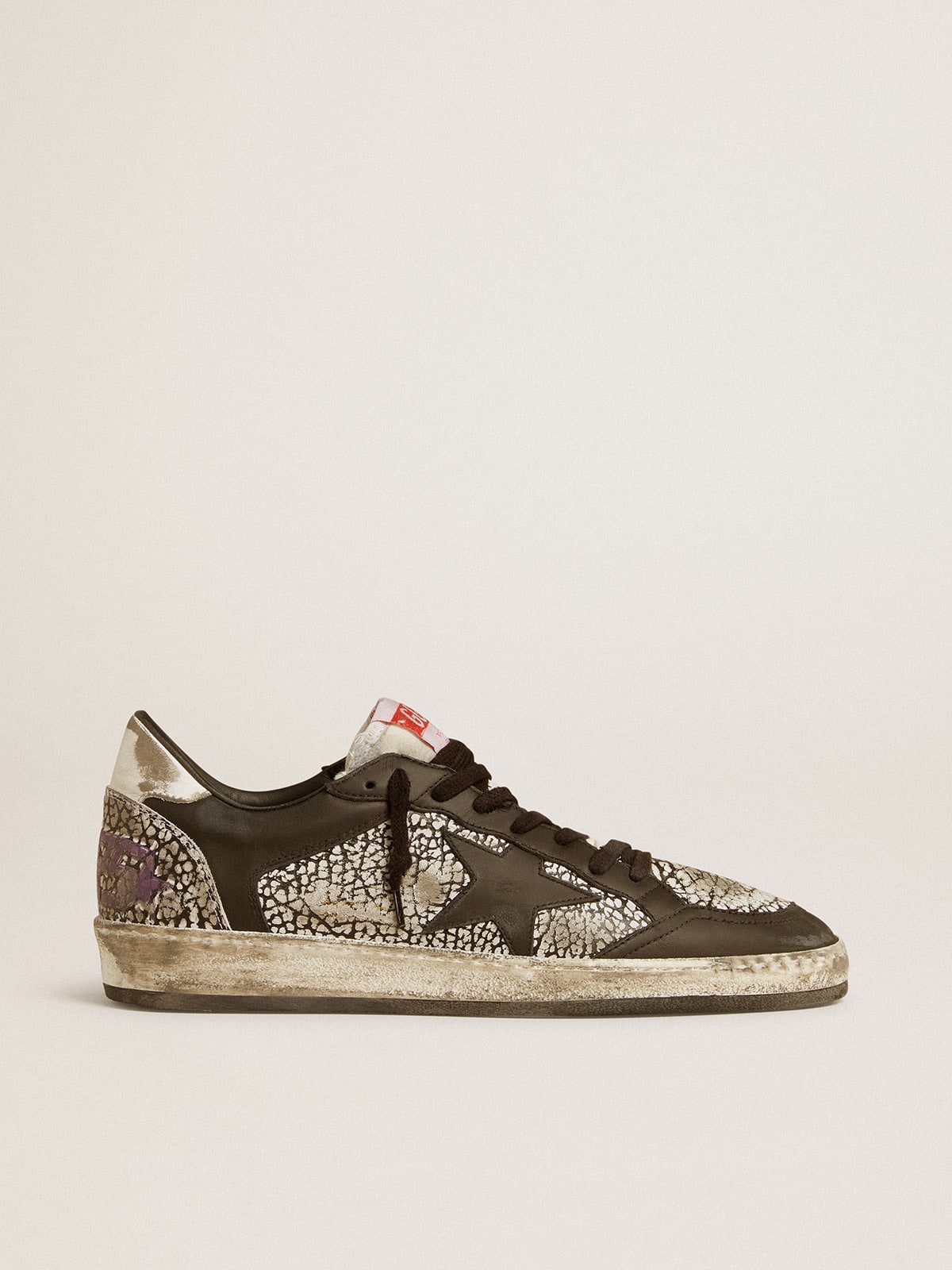 Golden Goose - Men's Ball Star in elephant-print leather with black leather star in 