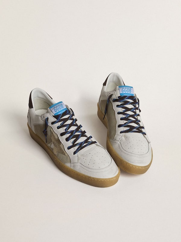 Golden Goose - Ball Star LTD with foiled crackle leather star and brown leather heel tab in 
