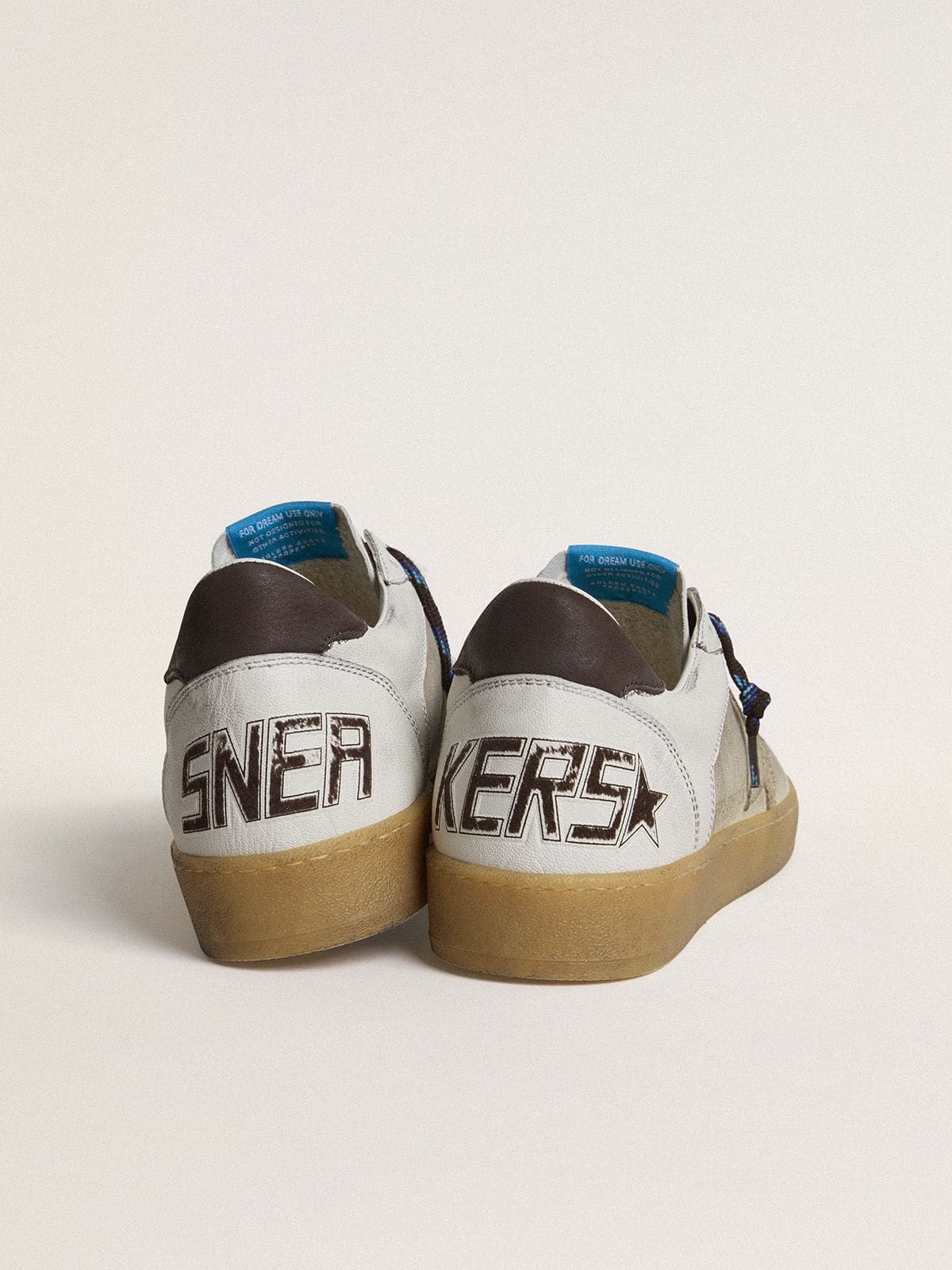Golden Goose - Ball Star LTD with foiled crackle leather star and brown leather heel tab in 