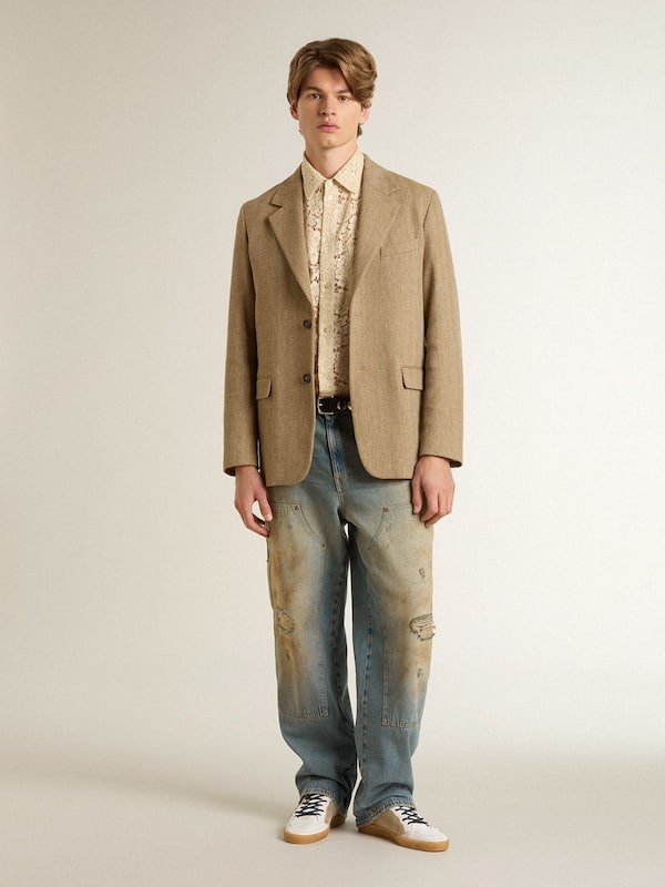 Golden Goose - Ball Star LTD with foiled crackle leather star and brown leather heel tab in 
