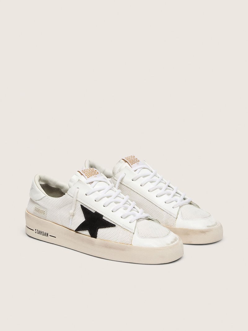 Golden Goose - Men's Stardan in white mesh with black suede star in 