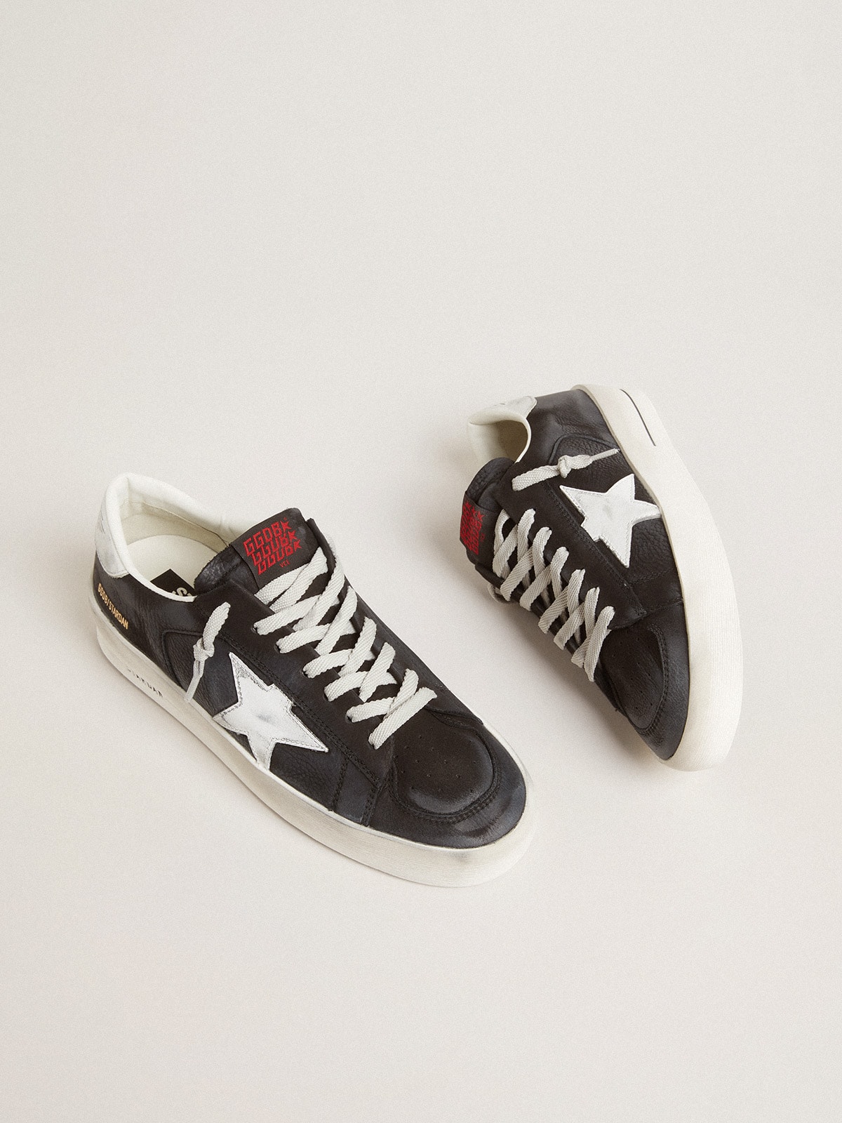 Golden Goose - Stardan in black nubuck and mesh with gray leather star and heel tab in 