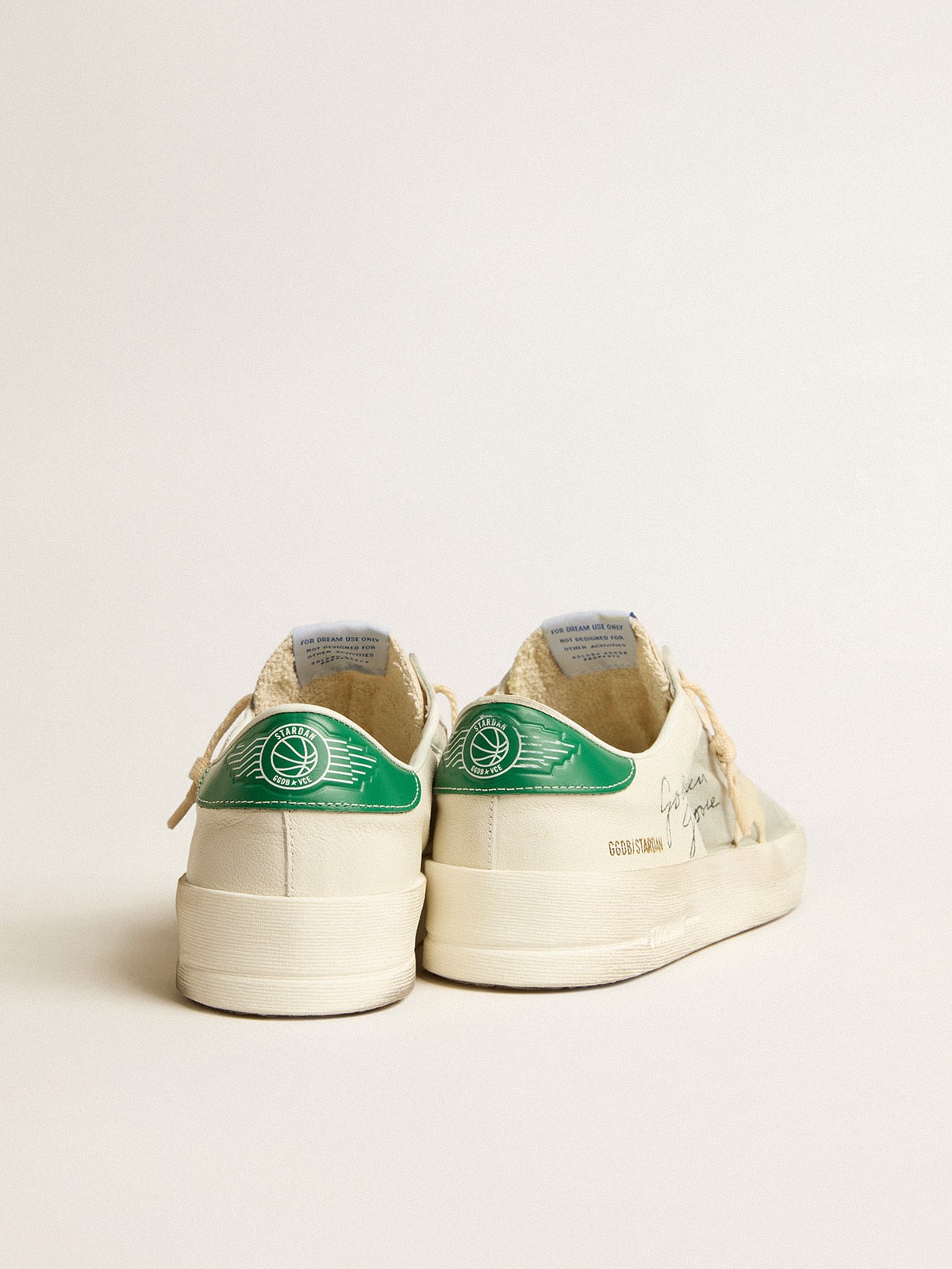 Stardan in nappa leather and ripstop fabric with cream star and green heel tab Golden Goose