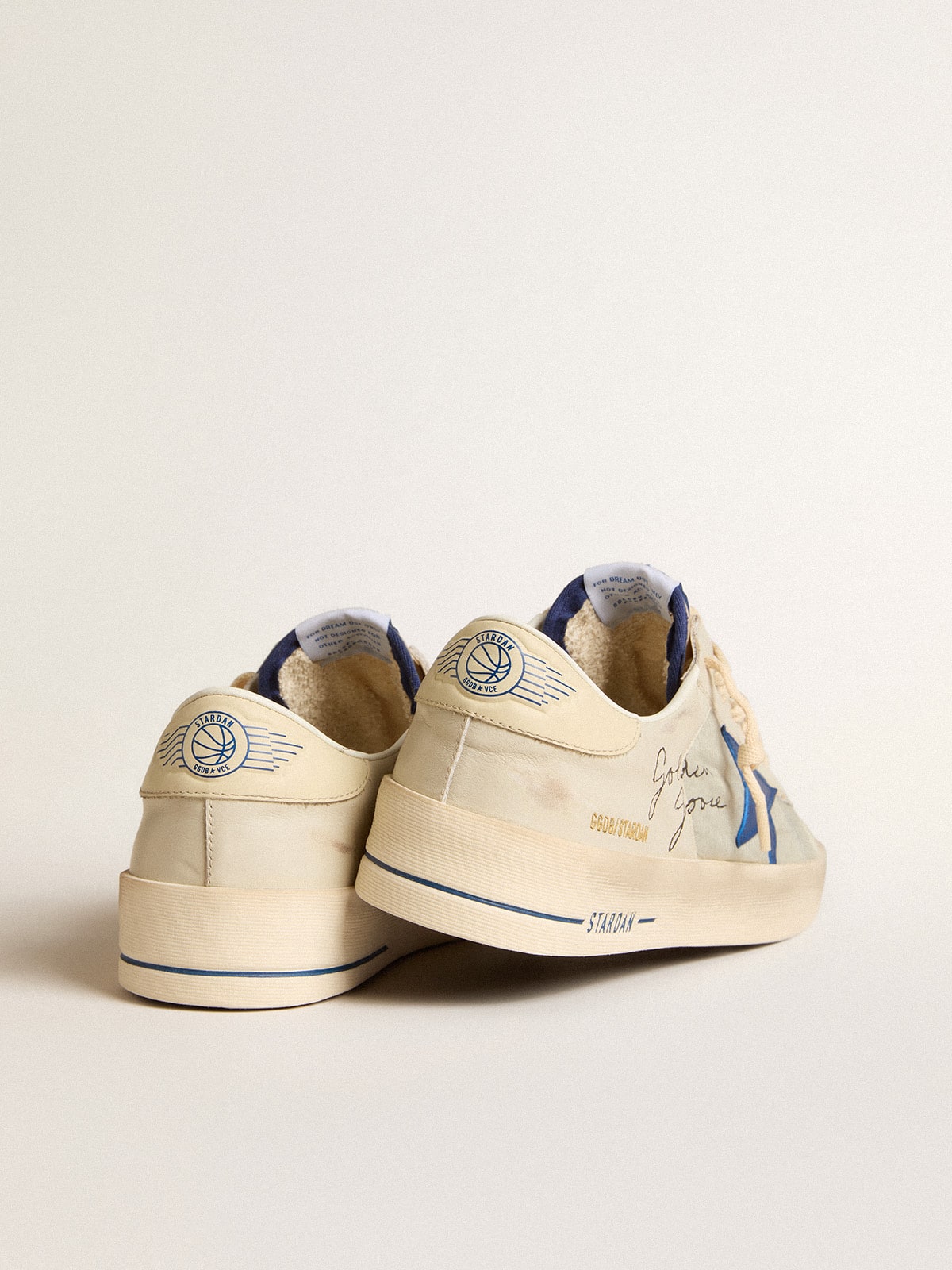 Golden Goose - Stardan in nylon with blue leather star and ivory leather heel tab in 