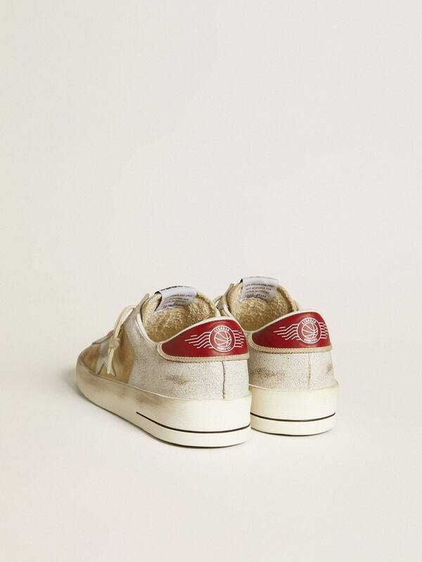 Golden Goose - Men's Stardan in nubuck and crackle leather with silver metallic leather star in 