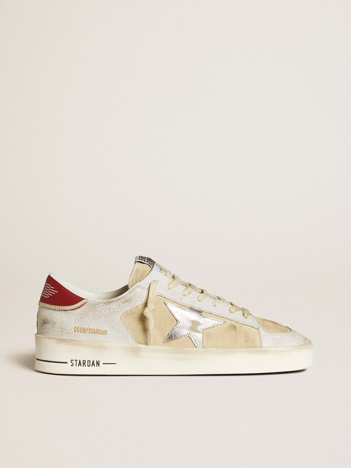 Golden Goose - Stardan en cuir nubuck et en cuir craquelé avec étoile en cuir lamé argenté in 