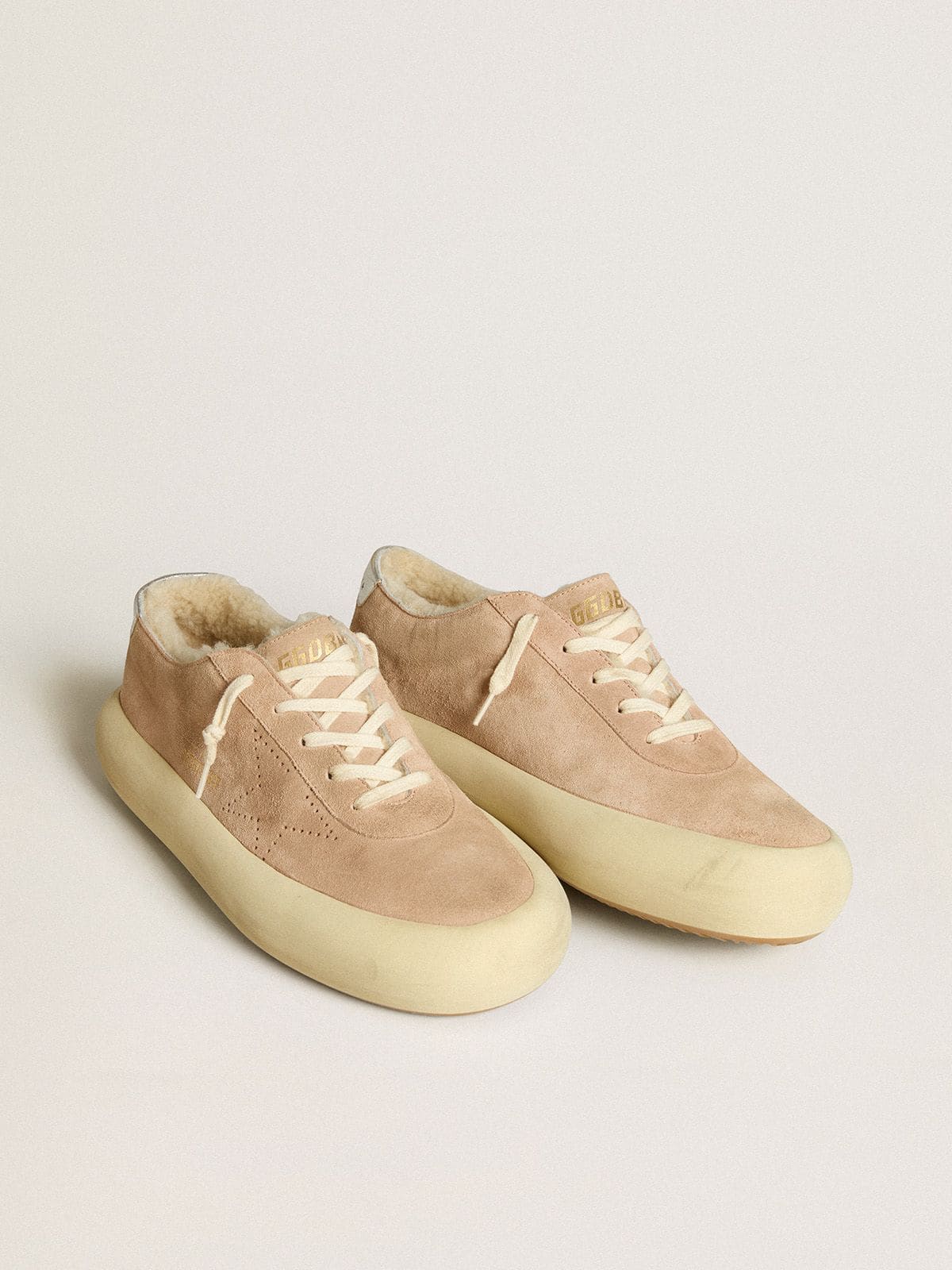 Space-Star Uomo in suede color rosa antico con fodera in shearling