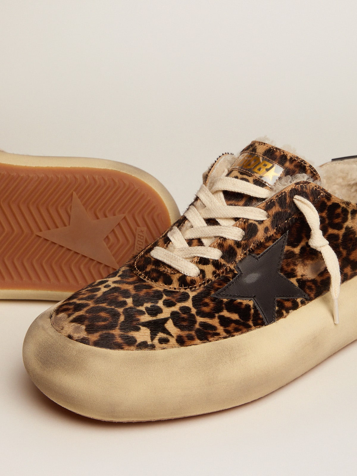 Golden Goose - Space-Star homme en cuir façon poulain animalier et doublure en shearling in 