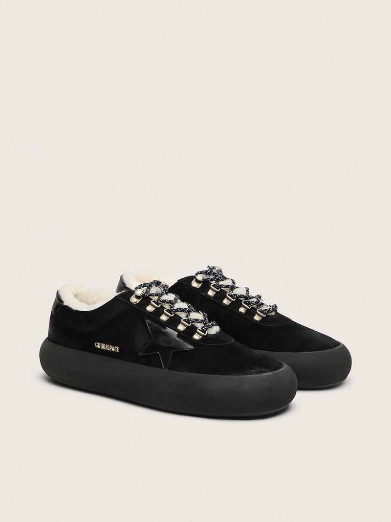 Golden Goose - Men's Space-Star in black suede with black star and shearling lining in 
