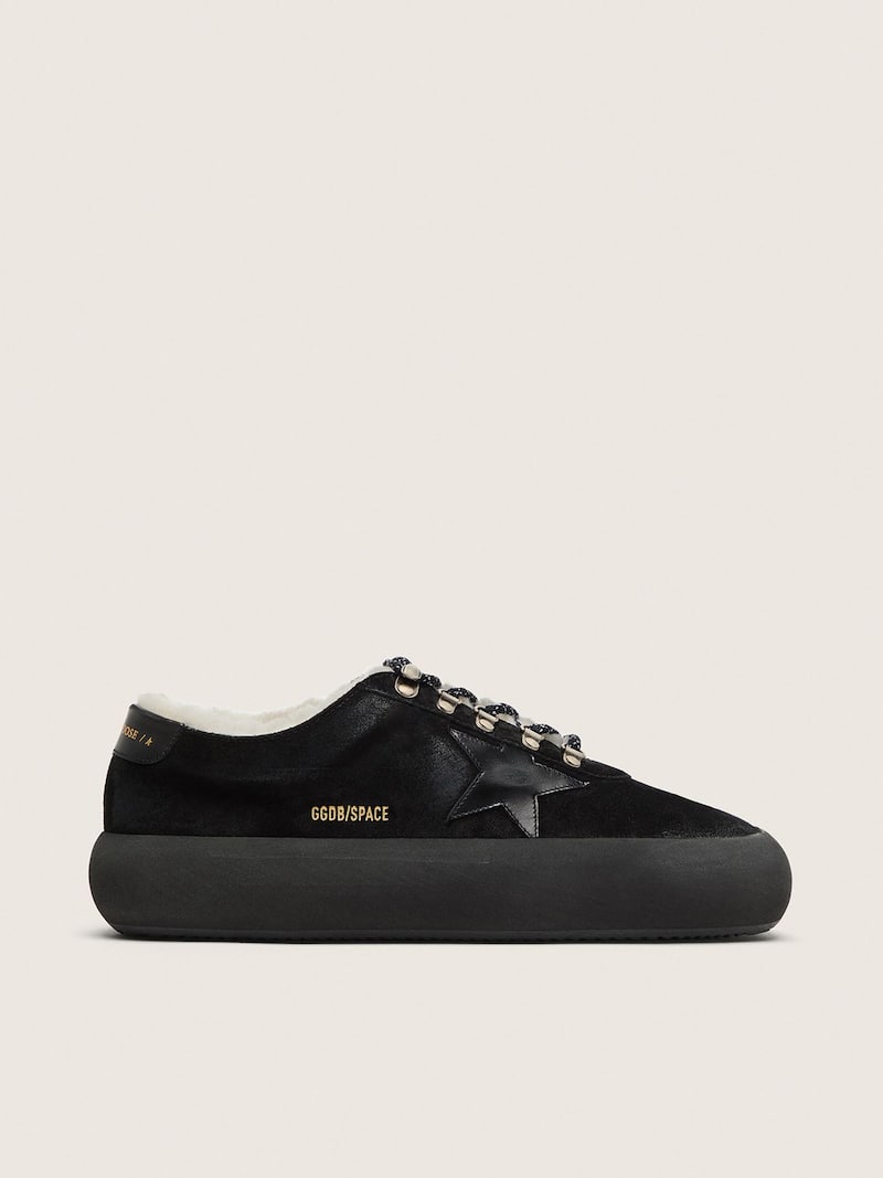 Golden Goose - Men's Space-Star in black suede with black star and shearling lining in 