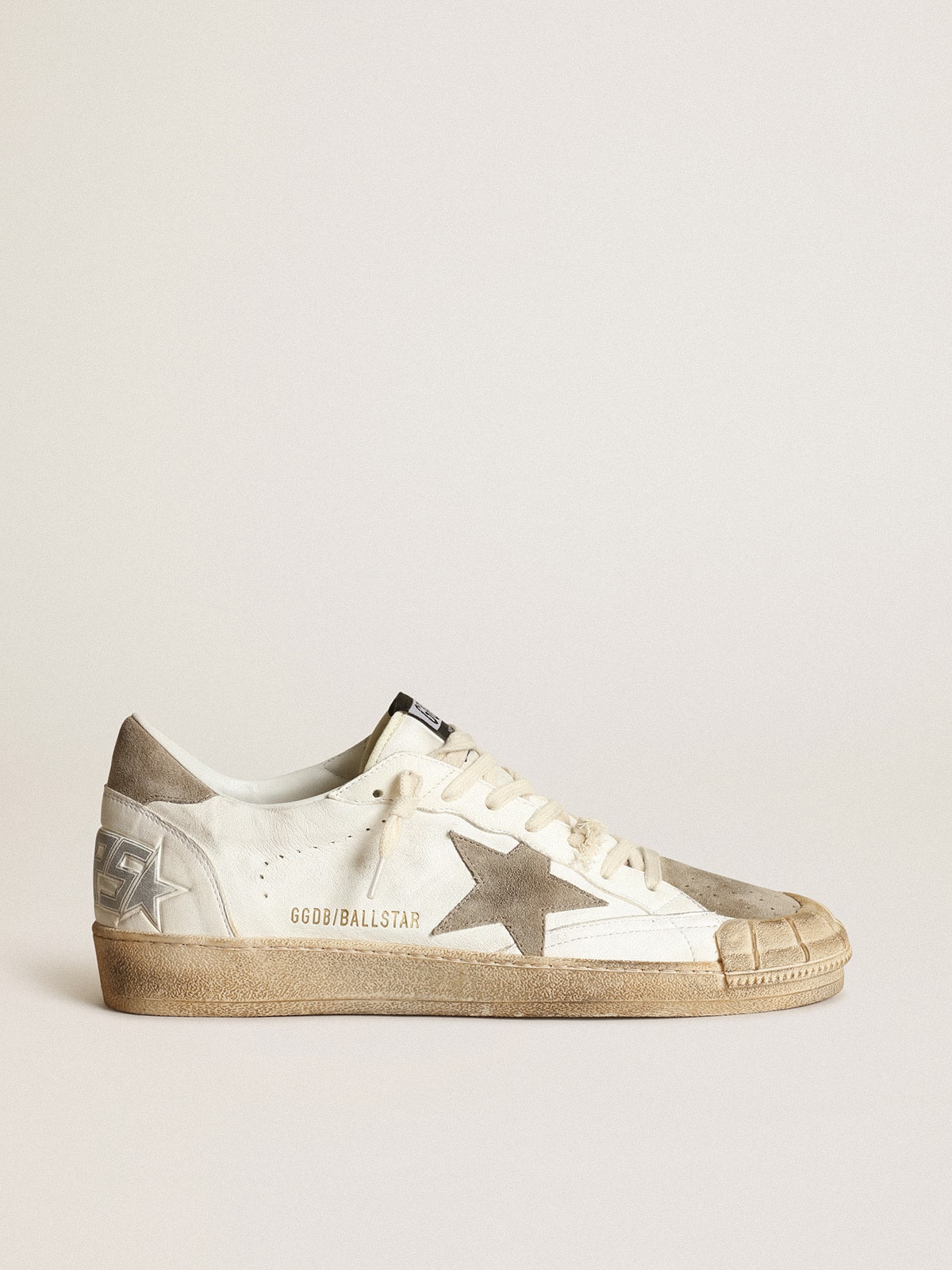 Golden Goose - Men's Ball Star LTD sneakers in white nappa leather with dove-gray suede star and heel tab in 