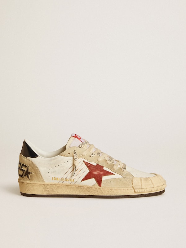 Golden Goose - Men's Ball Star LTD in nappa leather with red leather star and leather heel tab in 