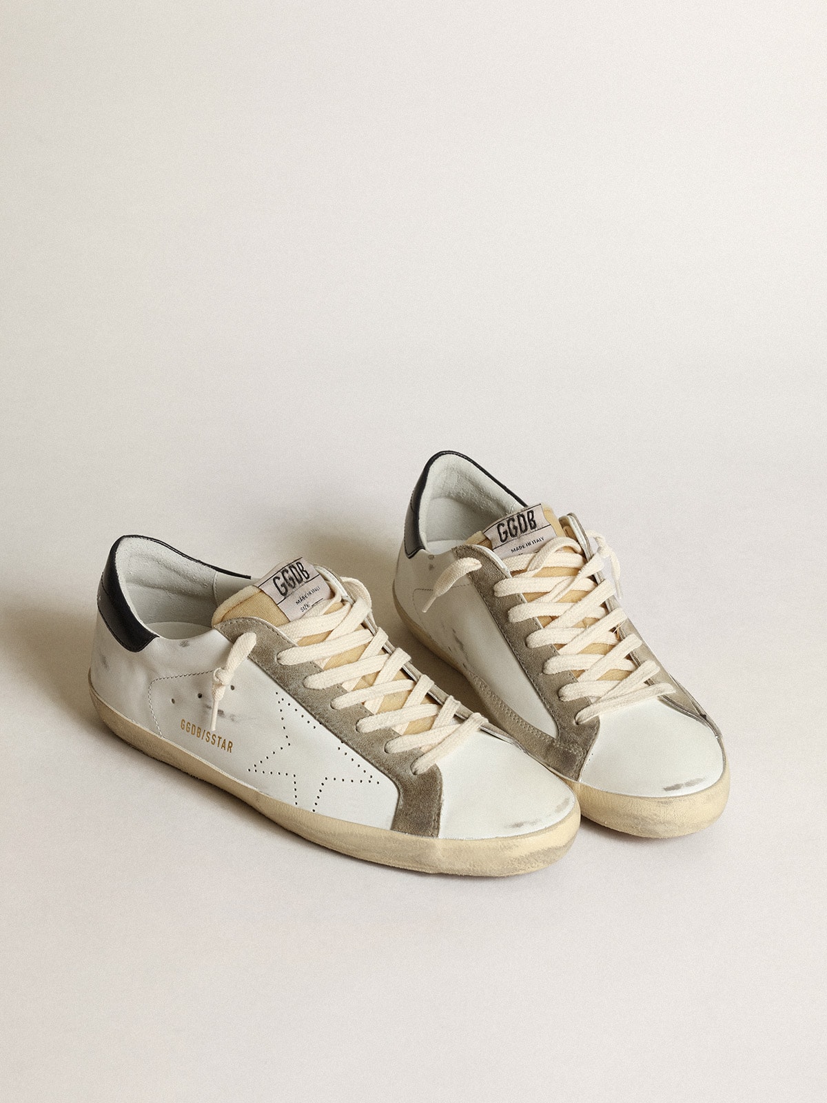 Golden Goose - Men's Super-Star with perforated star and blue heel tab in 