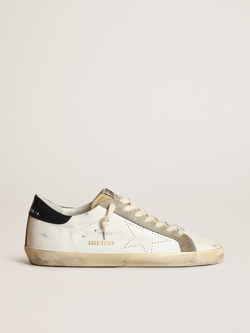 Golden Goose - Men's Super-Star with perforated star and blue heel tab in 