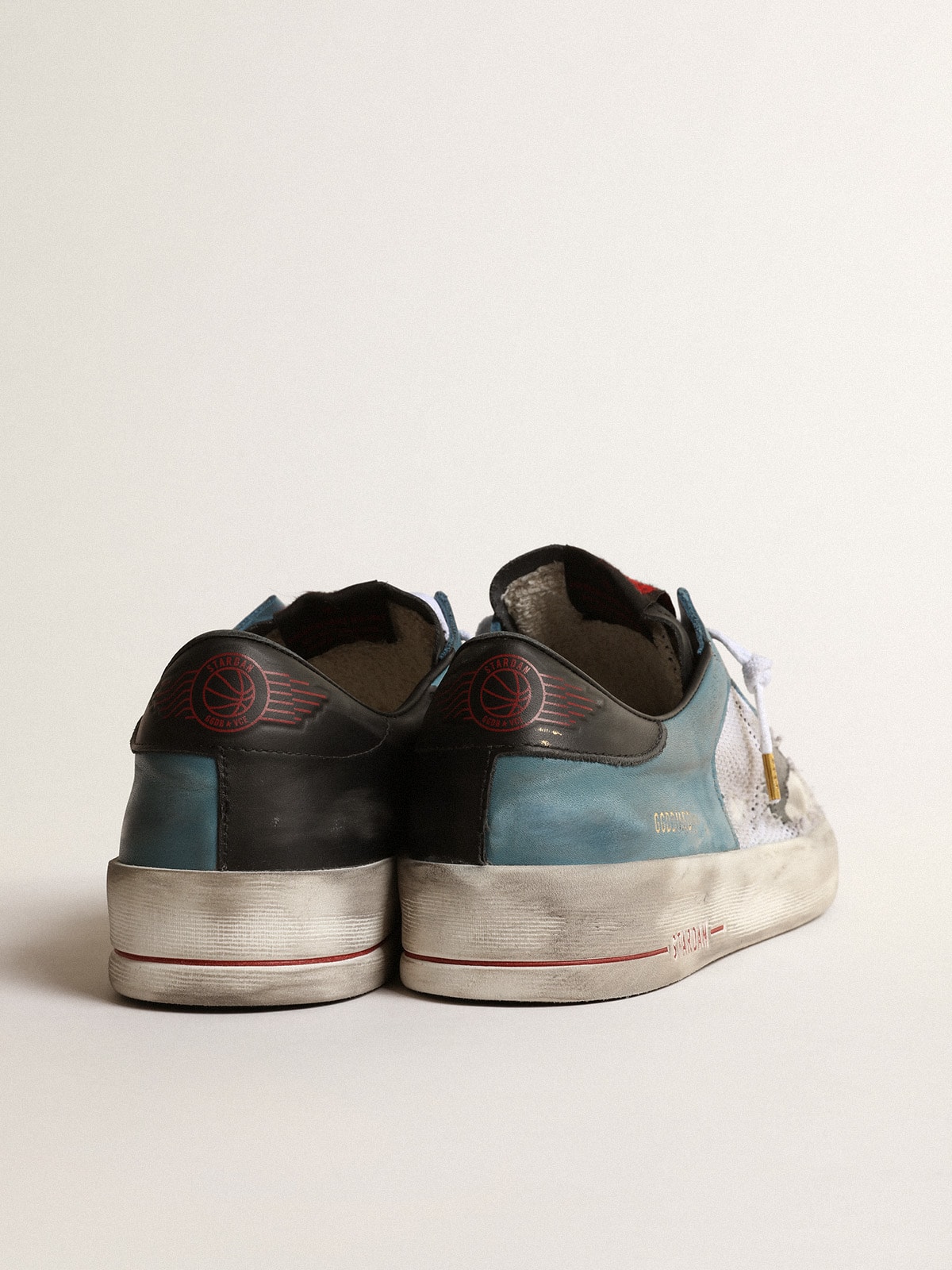 Golden Goose - Men's Stardan in distressed mesh and petrol-colored upper in 