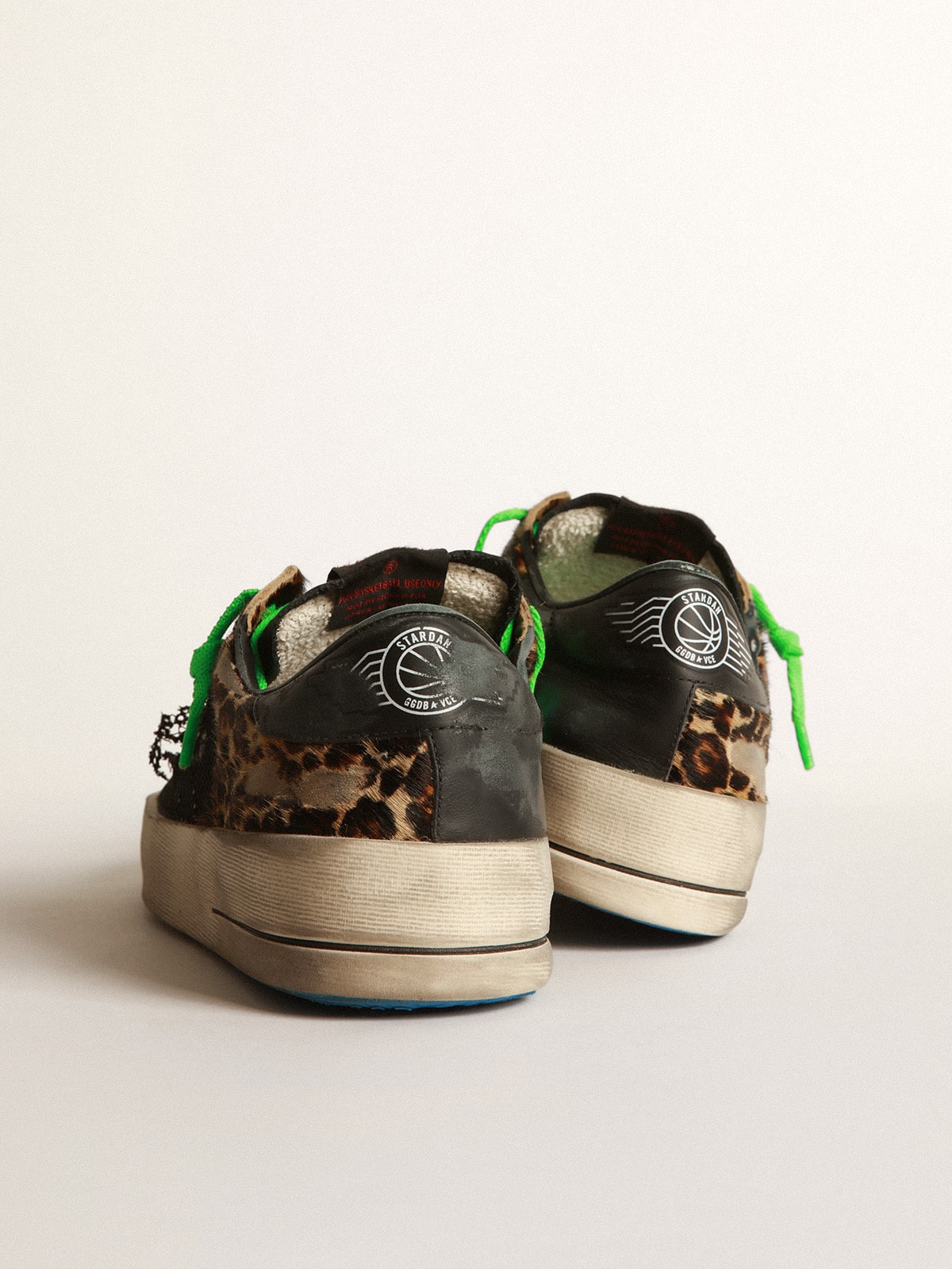 Golden Goose - Leopard print Stardan sneakers with green laces in 