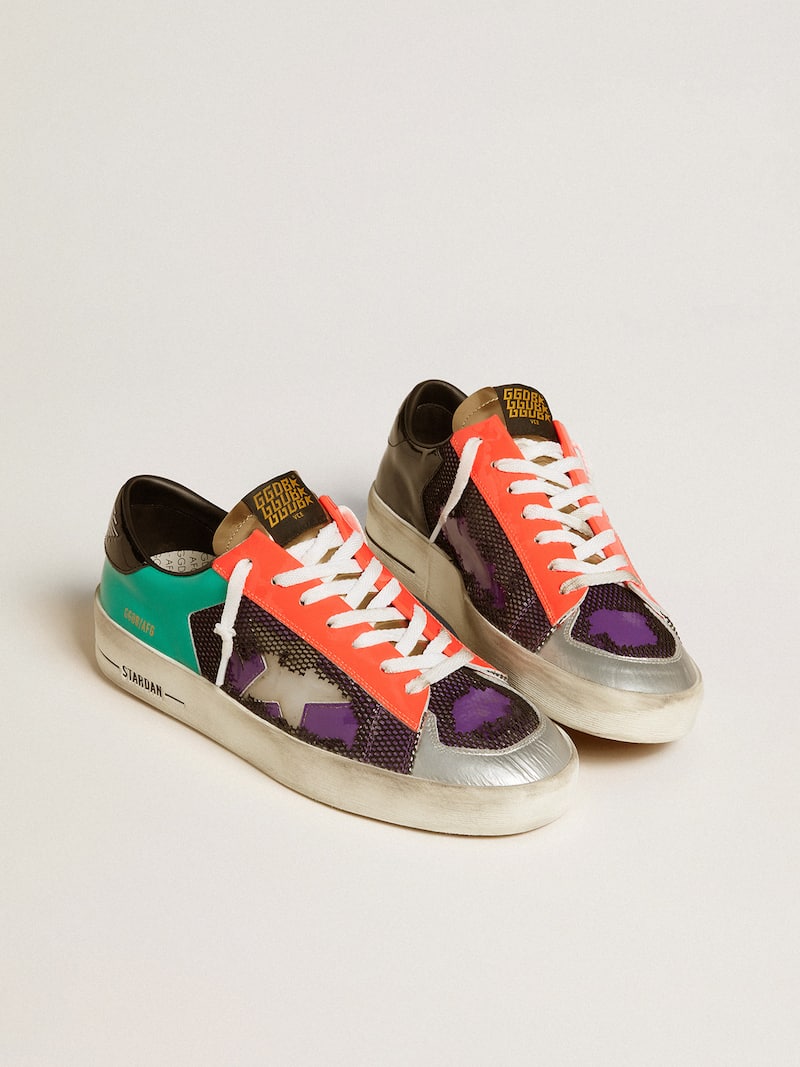 Golden Goose - Stardan LAB pour homme en cuir verni et en r&eacute;sille avec &eacute;toile en caoutchouc in 