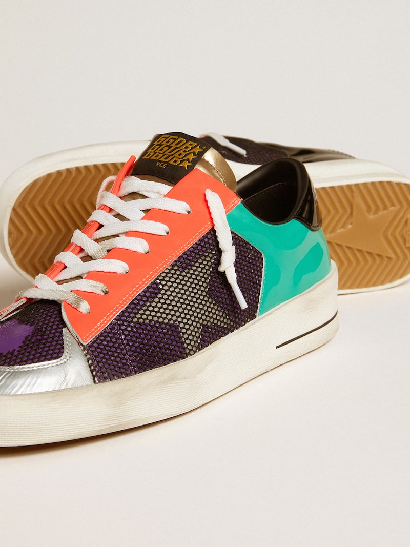 Golden Goose - Stardan LAB pour homme en cuir verni et en r&eacute;sille avec &eacute;toile en caoutchouc in 