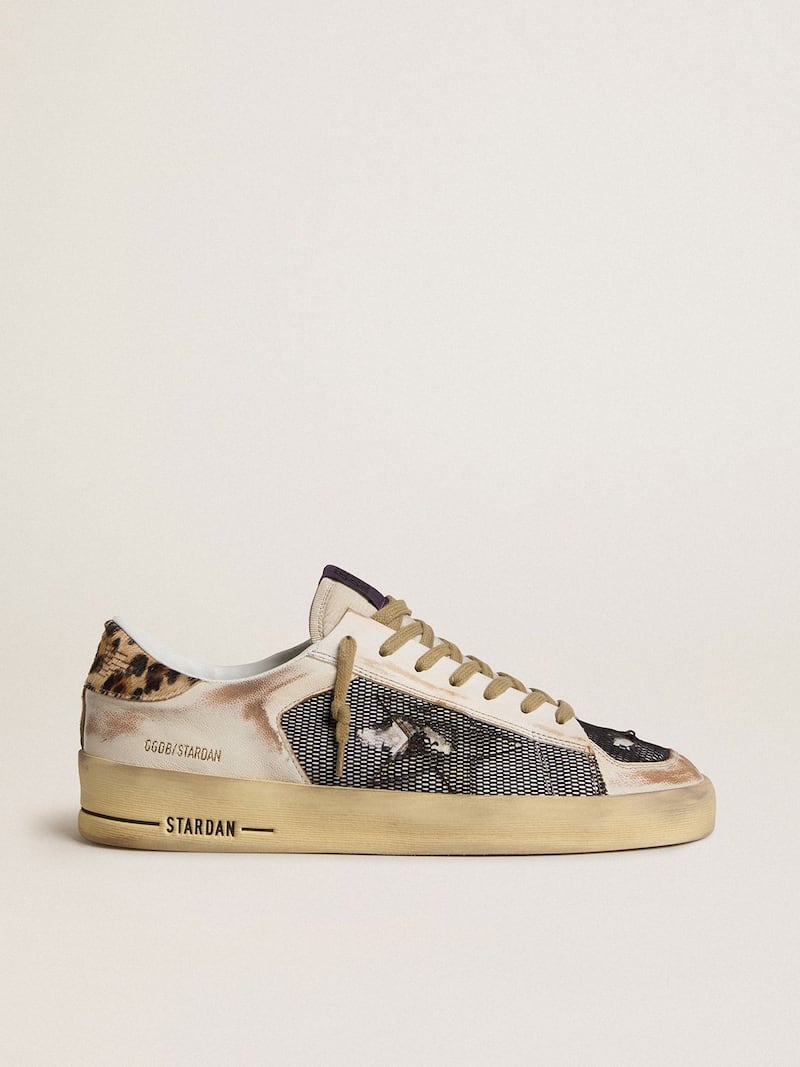 Men's Stardan in nappa and mesh with leopard-print pony skin heel tab