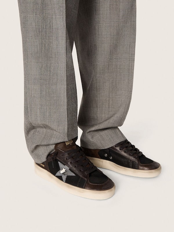 Golden Goose - Men's Stardan in brown suede and black mesh with white leather star and nappa leather inserts in 