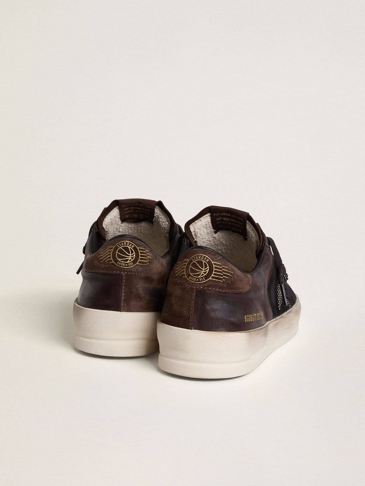 Golden Goose - Men's Stardan in brown suede and black mesh with white leather star and nappa leather inserts in 