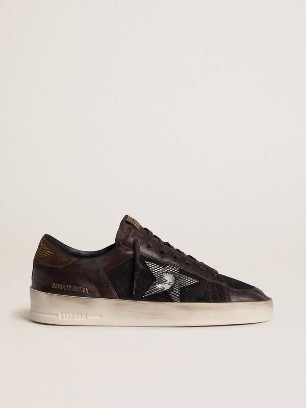 Golden Goose - Men's Stardan in brown suede and black mesh with white leather star and nappa leather inserts in 
