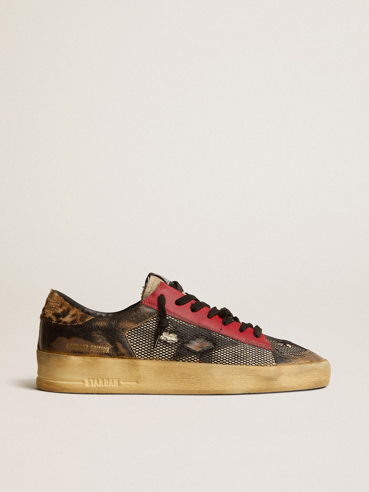 Golden Goose - Stardan Uomo LAB in rete con inserti in pelle nera e talloncino leo  in 