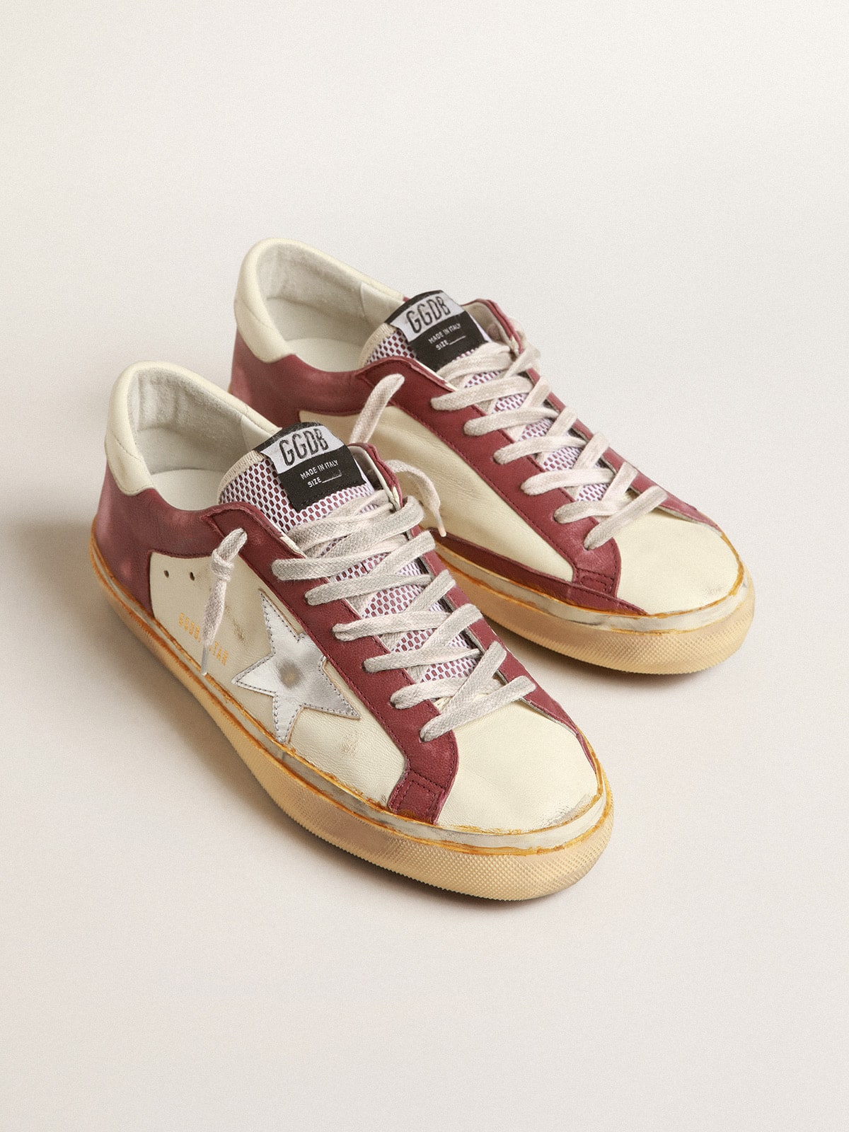 Golden Goose - Men's Super-Star in nappa leather with burgundy inserts and silver star in 