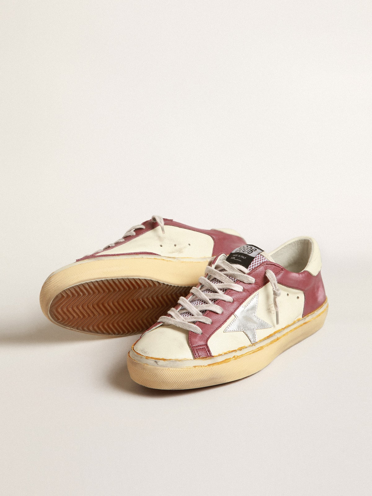 Golden Goose - Men's Super-Star in nappa leather with burgundy inserts and silver star in 